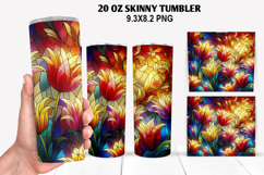 Flower Skinny Tumbler 20oz Wrap Design, Flowers Tumble PNG Product Image 1