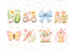 Pastel Watercolor Spring Clipart Bundle, Flowers, Bikes Png Product Image 6