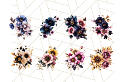 Gothic Floral PNG Bundle with Gold Trim Dark Bouquet Clipart Product Image 2