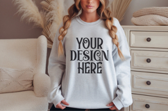 Ash Gildan 18000 Sweatshirt Mockup,G18000 Crewneck Sweatshir Product Image 1