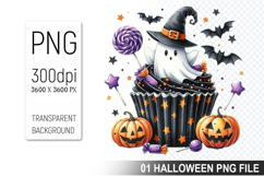 Spooky Cute Halloween Cupcakes Clipart PNG Bundle Product Image 12
