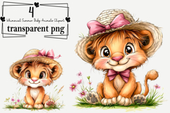 Whimsical Summer Baby Animals Clipart Watercolor PNG Product Image 1