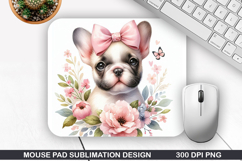 Dog Flower Mouse Pad Sublimation, Animals Mouse Pad PNG Product Image 1
