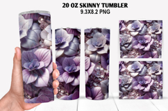 3D Flower Skinny Tumbler 20oz Wrap Design,Flowers Tumble PNG Product Image 1