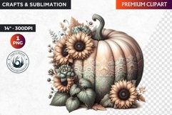 Sunflower Pumpkin Clipart, Autumn,Fall Clipart,Thanksgiving Product Image 1