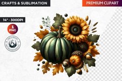 Sunflower Pumpkin Clipart, Autumn,Fall Clipart,Thanksgiving Product Image 1
