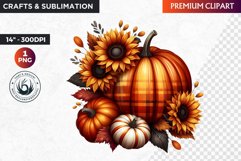 Sunflower Pumpkin Clipart, Autumn,Fall Clipart,Thanksgiving Product Image 1