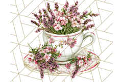 Vintage Floral Teacup Clipart PNG, Blooming Teacups Clip Art Product Image 4