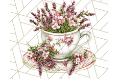Vintage Floral Teacup Clipart PNG, Blooming Teacups Clip Art Product Image 4