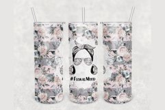 Mom Life Pink Blue Roses Striped 20 oz skinny tumbler Product Image 1