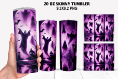 Ghost Skinny Tumbler 20oz Wrap Design, Halloween Tumbler PNG Product Image 1