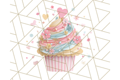 Paper Cupcake Clipart Layered Paper Scrapbook Collage Png Product Image 4