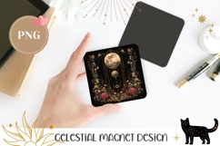 Celestial Moon Magnet Print, Cartoon Flowers Magnet Template Product Image 1