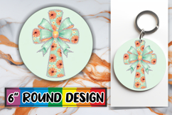 Bright Sublimation Round Ornaments, Flower Cross Product Image 1