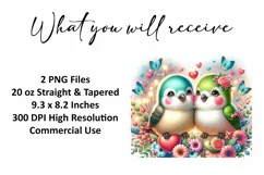 Valentine's Day Love Birds Tumbler Wrap Sublimation Design Product Image 2