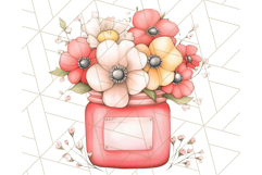Flowers in Glass Jars PNG, Rustic Floral Watercolor Clipart Product Image 4