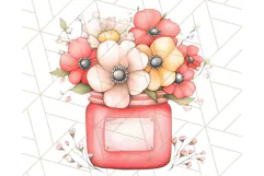 Flowers in Glass Jars PNG, Rustic Floral Watercolor Clipart Product Image 4