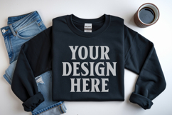 Black Gildan 18000 Folded Flat Lay Mockups Product Image 1