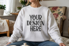 White Gildan 18000 Sweatshirt Model Mockups, Product Image 1