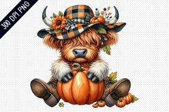 Halloween Highland cow Sublimation - Clipart PNG Design Product Image 1