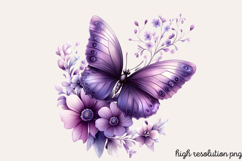 Butterfly Flowers Clipart PNG Product Image 1