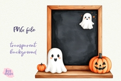 Blackboard Café Menu PNG Halloween Ghost Cafe Clipart Product Image 3