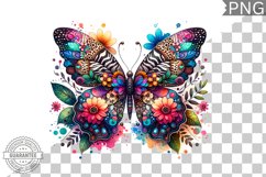 Vibrant Floral Butterfly Sublimation - Clipart PNG Design Product Image 1
