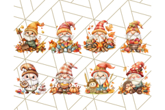 Fall Gnome PNG Clipart, Cute Autumn Gnomes with Pumpkins Product Image 4