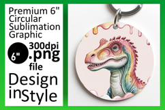 Stylish Circle Design for Keychains , Cute Dino Product Image 1