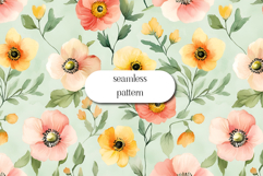 Soft Watercolor Floral Seamless Pattern Peach and Yellow Product Image 1