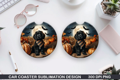 Halloween Dog Car Coaster Sublimation| Halloween Coaster PNG Product Image 1