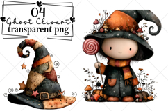 Whimsical Halloween Ghost Clipart Watercolor PNG Product Image 1