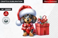 Christmas Clipart, Puppy clipart, Santa hat, Cute Dog PNG Product Image 1
