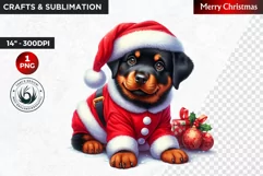 Christmas Clipart, Puppy clipart, Santa hat, Cute Dog PNG Product Image 1