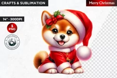 Christmas Clipart, Puppy clipart, Santa hat, Cute Dog PNG Product Image 1