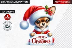 Christmas Clipart, Puppy clipart, Santa hat, Cute Dog PNG Product Image 1