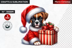 Christmas Clipart, Puppy clipart, Santa hat, Cute Dog PNG Product Image 1