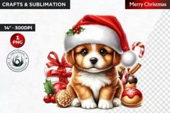 Christmas Clipart, Puppy clipart, Santa Dog, winter clipart Product Image 1