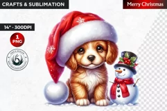 Christmas Clipart, Puppy clipart, Santa hat, Cute Dog PNG Product Image 1