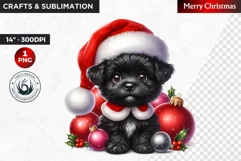 Christmas Clipart, Puppy clipart, Santa hat, Cute Dog PNG Product Image 1