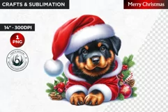 Christmas Clipart, Puppy clipart, Santa hat, Cute Dog PNG Product Image 1