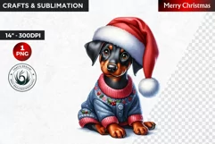 Christmas Clipart, Puppy clipart, Santa hat, Cute Dog PNG Product Image 1