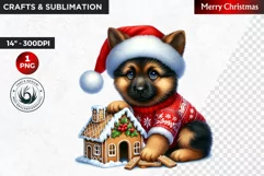 Christmas Clipart, Puppy clipart, Santa hat, Cute Dog PNG Product Image 1
