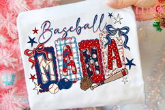 Preppy Baseball Mama Bow Glitter Png, Baseball Game Day Png Product Image 5