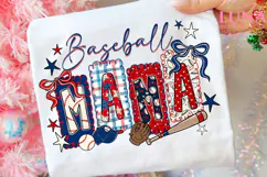 Preppy Baseball Mama Bow Glitter Png, Baseball Game Day Png Product Image 5