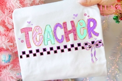 Preppy Teacher Valentine Glitter Png, Loved Teacher Png Product Image 3