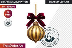 Christmas Baubles Clipart, Festive Holiday Ornaments PNG Product Image 1