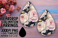 Sleek Teardrop Earrings Design Template , Flower Pattern Product Image 1