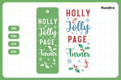 Christmas Bookmark Saying SVG For Book Lovers - Holly Jolly Product Image 3