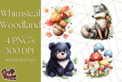 Whimsical Woodland Animals and Nature PNG, Forest Animals Product Image 1